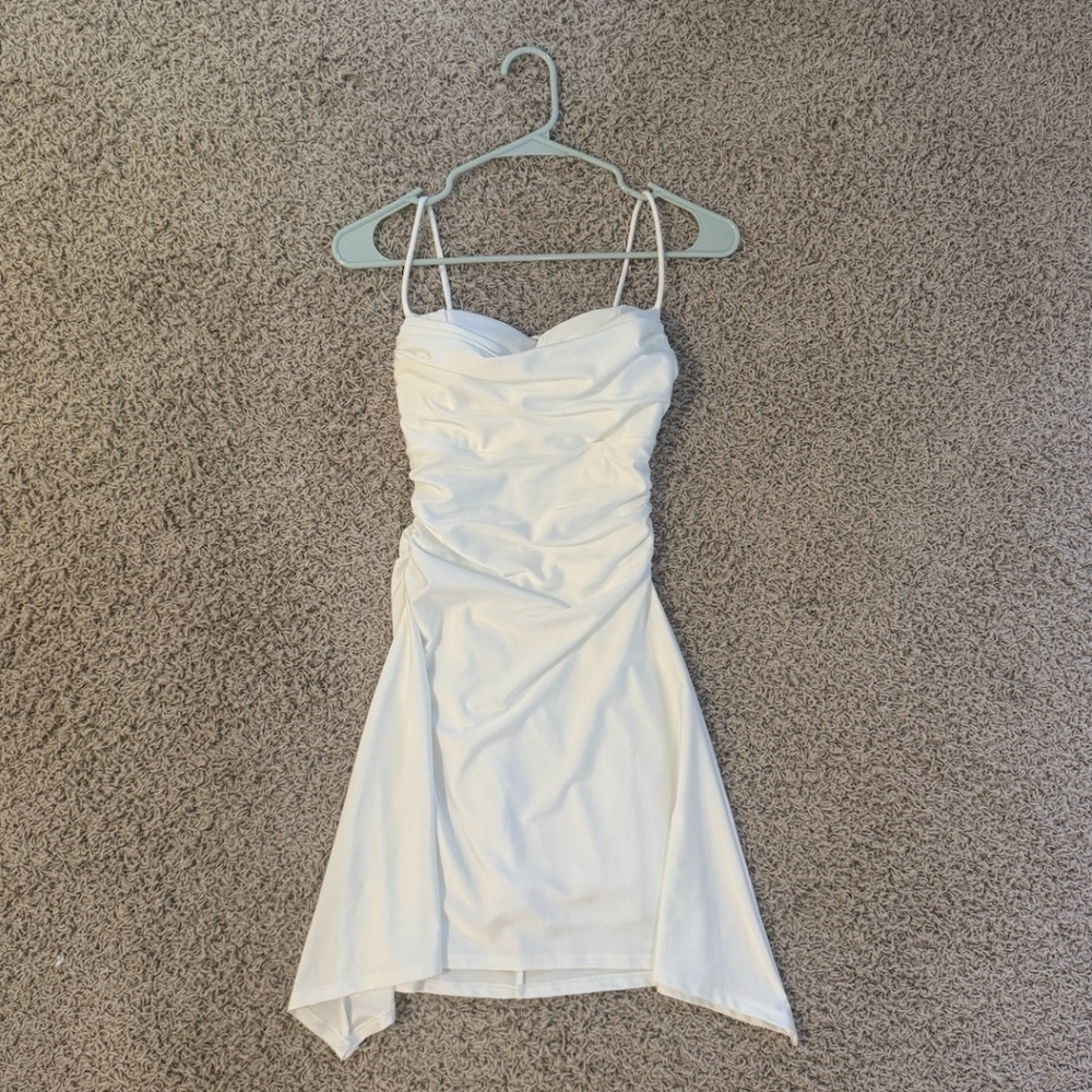 NWT white windsor dress - S - Set The Vibe Asymmetric A-Line Mini Dress